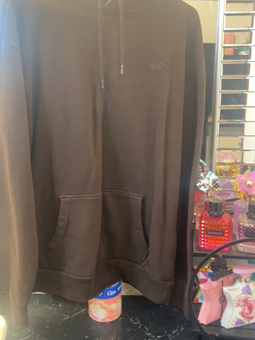 Hollister Men's Chocolate Brown Pullover Hoodie